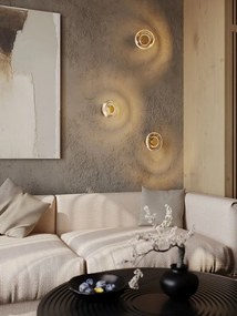 Aplica de perete LED metal auriu, sticla Lunaris