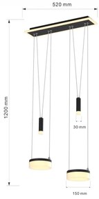 Lustră LED dimabilă pe cablu Wofi 6054-502 JESSE LED/21W/230V negru