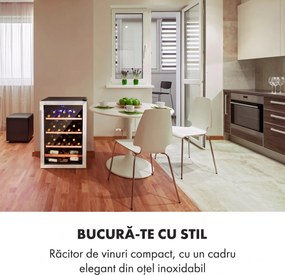 Klarstein Vinamour 48 Uno, vinotecă, 128 l, 48 de sticle, 3 rafturi, 4 - 18 °C, oțel inoxidabil