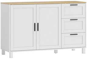 HOMCOM Mobilă de Bucătărie cu 3 Sertare și Dulap cu 2 Uși Amortizate Alb | Aosom Romania