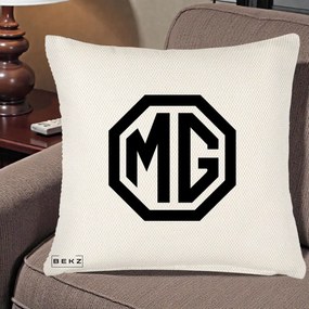 Perna Personalizata cu emblema MG, 40x40 cm, Crem Reliefat, Husa Detasabila, Perna Inclusa, BEKZ®
