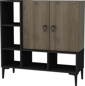 Pantofar Platin, negru/nuc, PAL melaminat, 100x35x100 cm