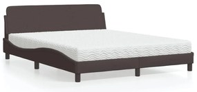 vidaXL Pat cu saltea, maro închis, 160x200 cm, textil