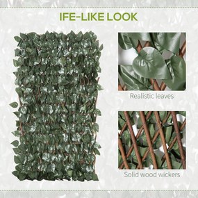 Outsunny Panouri Decorative cu Plante Artificiale, Ecran Expandabil pentru Intimitate, Ideal pentru Balcon/Verandă, 8 Piese, Verde | Aosom Romania