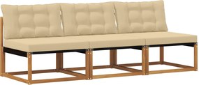 vidaXL 3 Bucată Canapea Medie pentru Exterior Lemn Solid de Acacia