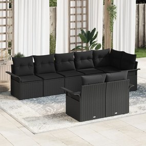 vidaXL Set de canapele pentru grădină cu pernă 8 pcs Negru Rattan poli