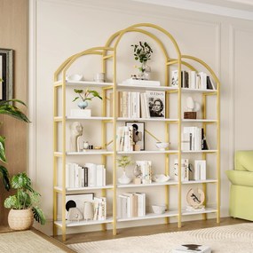 Raft în stil simplu, cinci straturi de depozitare, formă unică de nor, 170x26x190 cm, Aur + Alb