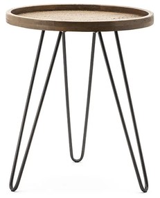 Masuta de cafea rotunda din metal Drax 45x45x53 cm maro deschis