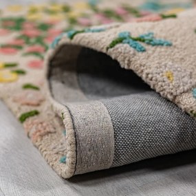 Covor crem țesut manual din lână 160x230 cm Emilia Floral – Flair Rugs