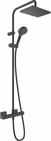 Coloana de dus cu baterie termostatata negru mat Hansgrohe Vernis Shape 230 cu 2 functii