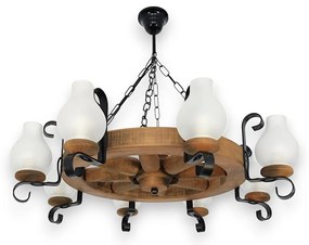 Candelabru rustic fabricat manual din lemn diam.50cm, 8 brate Roata WOOD-RO-SP8D50