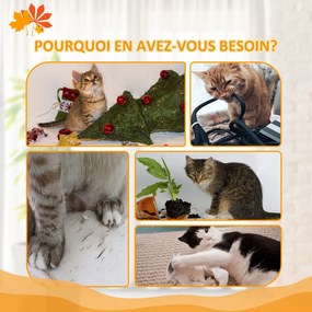 PawHut Arbre à chat cu înălțime reglabilă 202-242 cm cu frunze decorative, zgârier și platforme din plus portocaliu | Aosom Romania