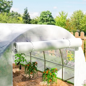 Outsunny Folie de schimb seră tunnel 12 m² 4 x 3 x 2 m PE anti-UV impermeabilă 8 ferestre + ușă înfășurabilă cu fermoar alb | Aosom Romania