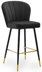 Scaun de bar Shelly picioare negre/gold L70 cm