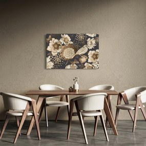 Tablou - Flori aurii pe fundal întunecat (90x60 cm)