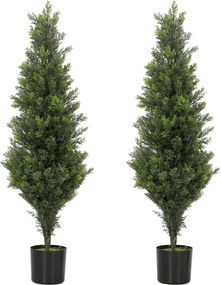 HOMCOM Set 2 plante artificiale de chiparos, 90 cm, pentru interior și exterior, cu ghiveci, 564 frunze, verde | Aosom Romania