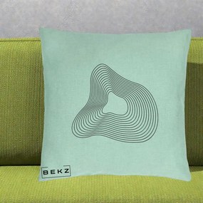 Perna Decorativa Abstract Linii Organice, 40x40 cm, Verde Menta, Husa Detasabila, Perna Inclusa, BEKZ®