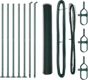 vidaXL Stâlp de gard. Verde 10 x 0,8 m (plasă de 13 mm) Oțel și PVC