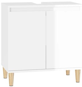 821254 vidaXL Dulap de chiuvetă, alb extralucios, 58x33x60 cm, lemn prelucrat