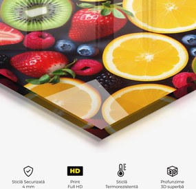 Panou Sticla Bucatarie, 100x100cm, Protectie aragaz, Antistropi, Termorezistent, Alimente, Fructe, Orange Fruit Mix