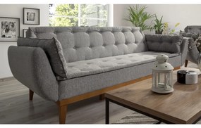 Canapea Extensibilă cu 3 Locuri Fiona, 214 x 81 x 81 cm, Gri Inchis