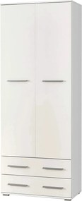 Dulap LIMA REG2, alb, PAL laminat, cu o usa si 2 sertare, 77x40x200 cm
