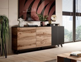 Comoda Random KM1 stejar wotan/negru - L160 x A40 x h82 cm