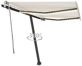 vidaXL Copertină retractabilă manual cu LED, crem, 300x250 cm