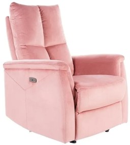 Fotoliu recliner tapitat Neptun Velvet roz - H96