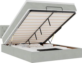 vidaXL Cadru de pat otoman cu saltea Gri deschis 140x190cm catifea