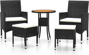 vidaXL Set mobilier de grădină, 5 piese, negru, poliratan