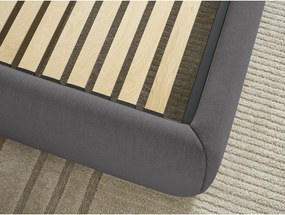 Pat matrimonial gri închis tapițat cu spațiu de depozitare/fără tăblie cu somieră 160x200 cm Inera – Bobochic Paris