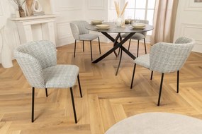 Set 2 scaune stil retro cu tesatura in carouri LYON albastru