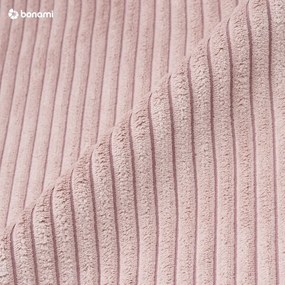 Colțar roz deschis extensibil cu tapițerie din catifea reiată (cu colț variabil) Sara – Ropez