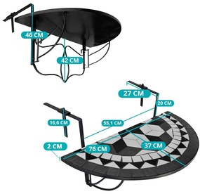 Masa pliabila pentru balcon-negru