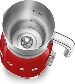 Aparat pentru spumarea laptelui Smeg MFF11RDEU, 500 W, 600 ml, 8 programe, Cana detasabila, Oprire automata, Rosu