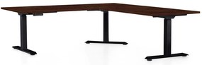 Masă înălțime reglabilă OfficeTech Angle, 180 x 200 cm, picioare negre, wenge