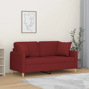 3153143 vidaXL Canapea cu 2 locuri cu perne&pernuțe roșu vin 140 cm textil