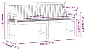 Banca de gradina, 180 cm, lemn masiv de acacia 1, 180 x 55.5 x 90 cm, 180 x 55.5 x 90 cm