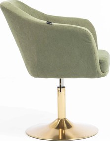 HR832N Scaun Catifea Reiată Premium culoare verde salvie cu Bază Aurie