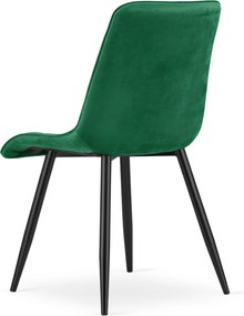 Scaun de masa SPLIT VELVET cu picioare negre, verde
