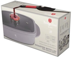 RESIGILAT - Tavă roaster cu capac 32x21 cm, 6L – Berlinger Haus Taupe Collection BH 8778, gri, antiaderentă, ideală pentru friptură la cuptor, cu