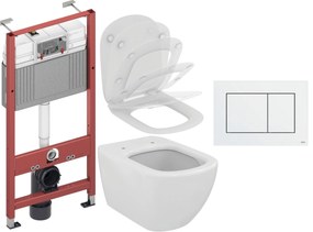 Set vas WC Ideal Standard Tesi T007901, cadru încastrat Tece Base 9400407, T352701, 9.240.400