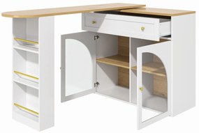 Masă de bar extensibilă cu spațiu de depozitare, Alb | Aosom Romania