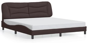 3213721 vidaXL Cadru de pat cu lumini LED, maro închis, 180x200 cm, textil