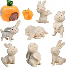 Set de 9 figurine decorative Bakiauli, rasina, alb/portocaliu/verde