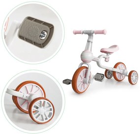 Bicicletă de jogging 4 în 1 cu pedale detașabile și roți laterale roz