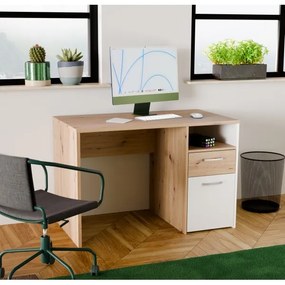 Birou URO, stejar Artisan/alb