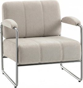 HOMCOM Fotoliu de Living cu Șezut Gros, Spațios, Cusături Duble, Fotoliu pentru Dormitor în Chenille Moale, Ușor de Asamblat, Cadru din Oțel, pentru Living, Birou, Bej | Aosom Romania