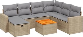vidaXL Set canapele de grădină, 8 piese, cu perne, bej, poliratan